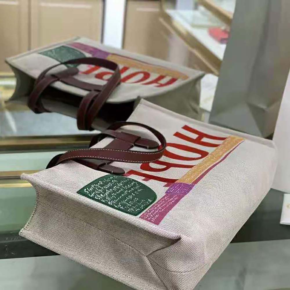 TÚI Chloe Corita Kent Large Tote in Embroidered Artwork and Shiny Calfskin