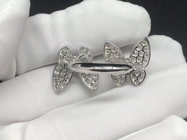 Nhẫn Van Cleef & Arpels 2 Butterflies diamond vàng trắng 18K
