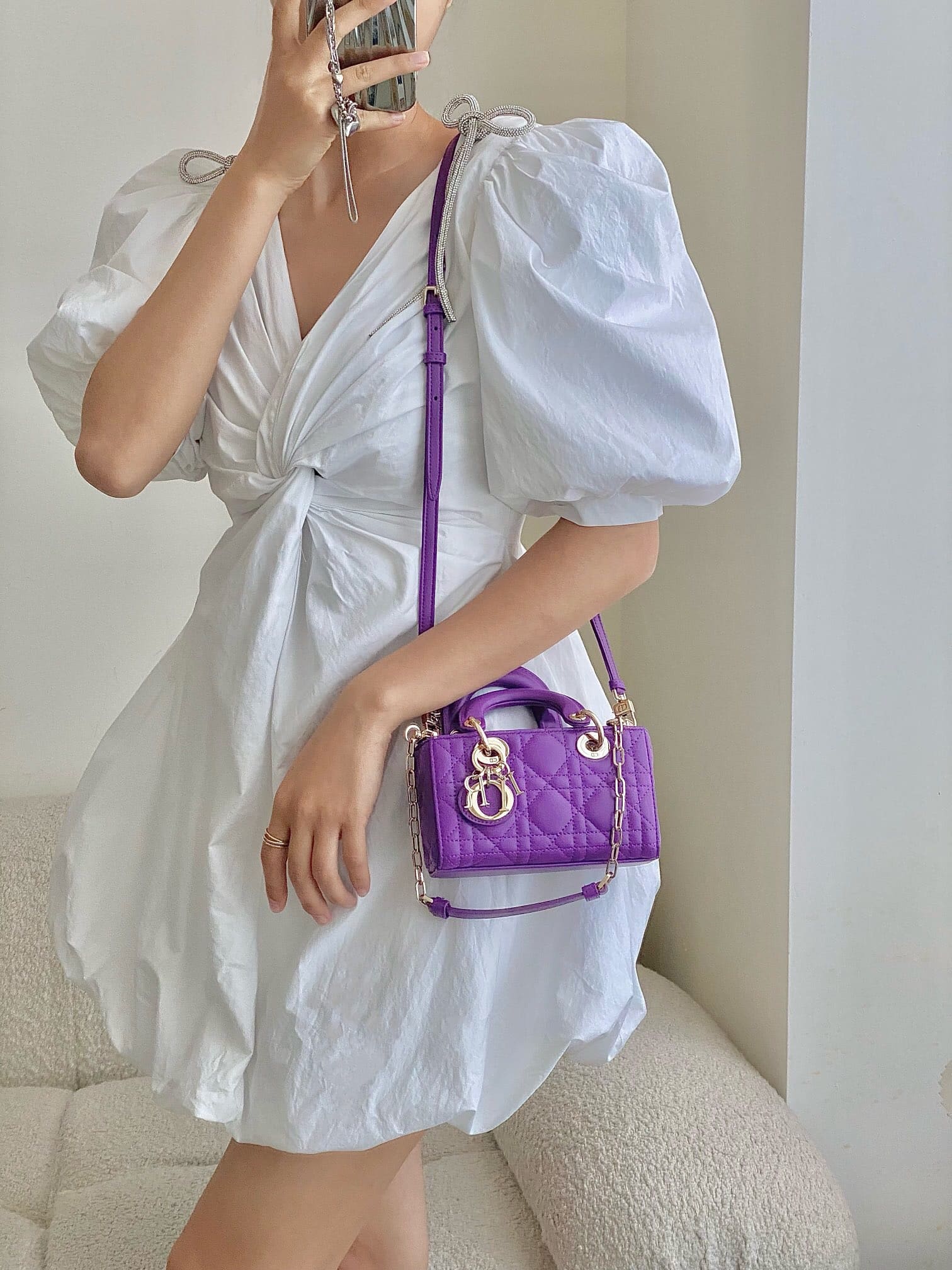 TÚI CHRISTIAN DIOR Lady D-Joy Bag Bright Purple Cannage Lambskin