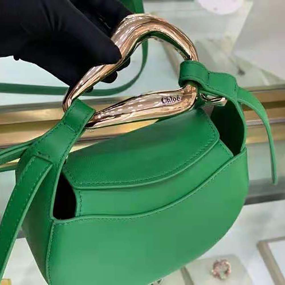 TÚI Chloe Women Kiss Small Purse in Small Grain Calfskin-Green