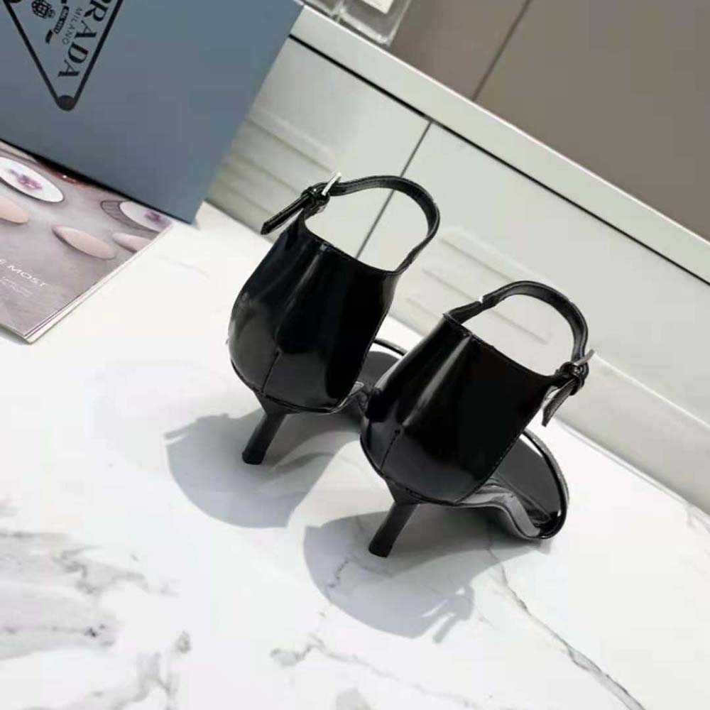 GIÀY PRADA Brushed Leather Sandals in 55 mm Heel-Black