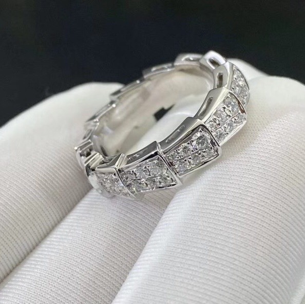 NHẪN BVLGARI SERPENTI VIPER RING WITH FULL DIAMOND WHITE GOLD 18K