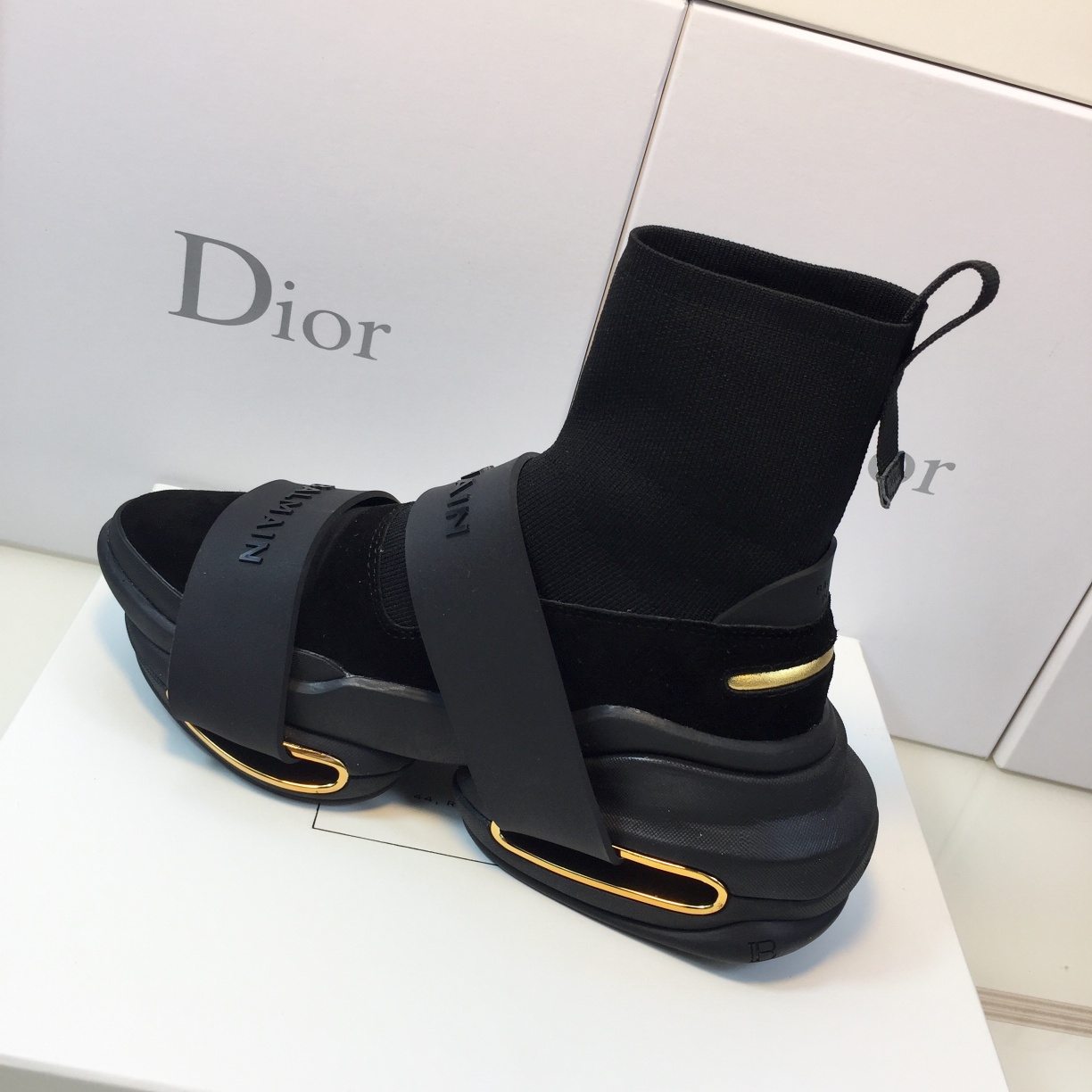 GIÀY BALMAIN BLACK GOLD HIGH TOP SNEAKERS