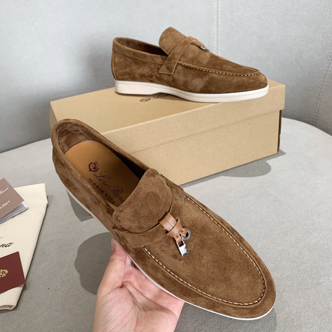 GIÀY LORO PIANA BROWN SHEEPSKIN SUEDE LOAFER DA CỪU