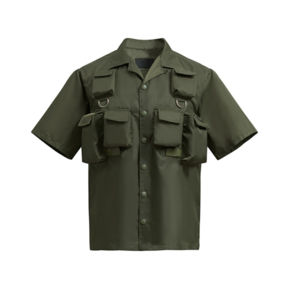 ÁO PRADA SHIRT POCKET RE-NYLON MÀU OLIVE UNISEX