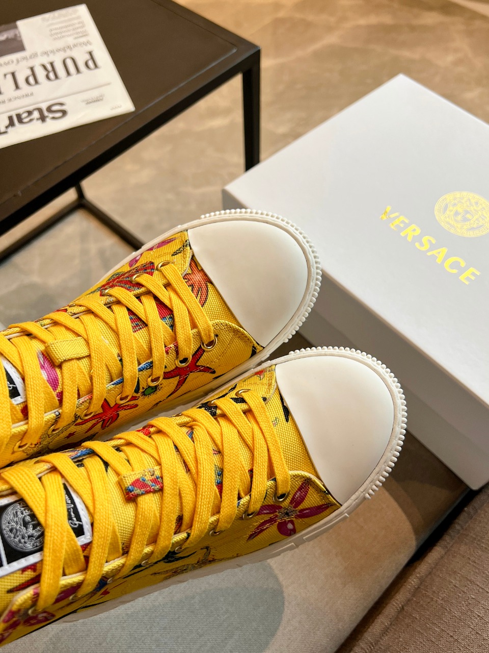 GIÀY VERSACE GRECA SNEAKERS HIGH TOP CANVAS OCEAN