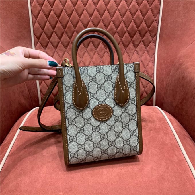 TÚI Gucci mini tote bag with interlocking brown Top Quality