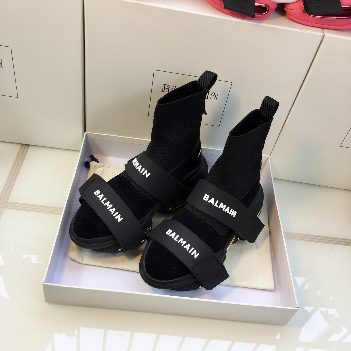 GIÀY BALMAIN BLACK GOLD HIGH TOP SNEAKERS