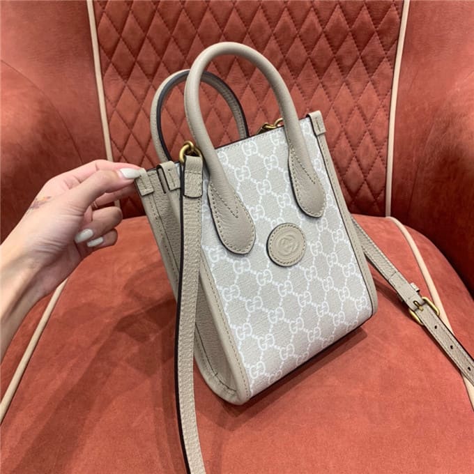 TÚI Gucci mini tote bag with interlocking white Top Quality