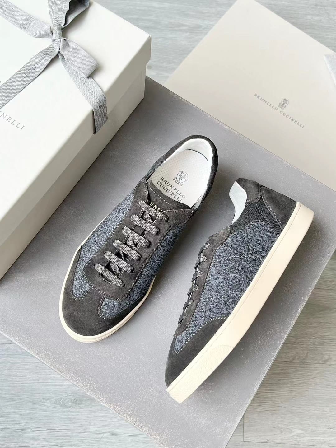 GIÀY BRUNELLO CUCINELLI SNEAKERS LOW TOP SHOES AAA DA LỘN KẾT HỢP DỆT KIM