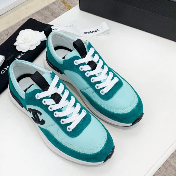 GIÀY CHANEL GREEN SUEDE  LOGO SNEAKERS