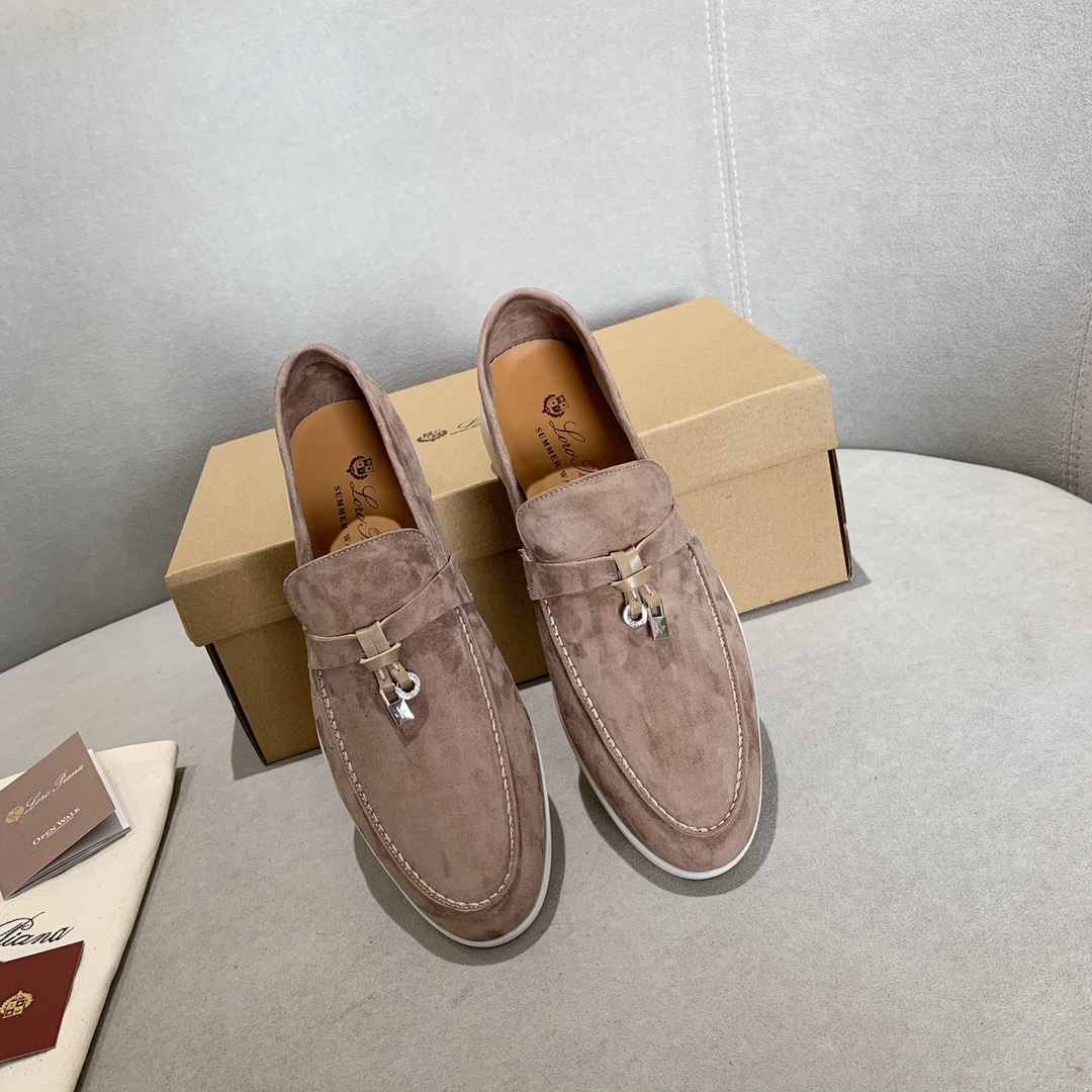 GIÀY LORO PIANA BROWN SHEEPSKIN SUEDE LOAFER DA CỪU