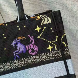 TÚI Dior Women Medium Dior Book Tote Black Multicolor Dior Pixel Zodiac Embroidery