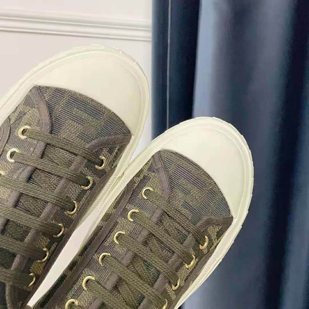 GIÀY FENDI Domino Brown FF Fabric Low-Tops SS2022