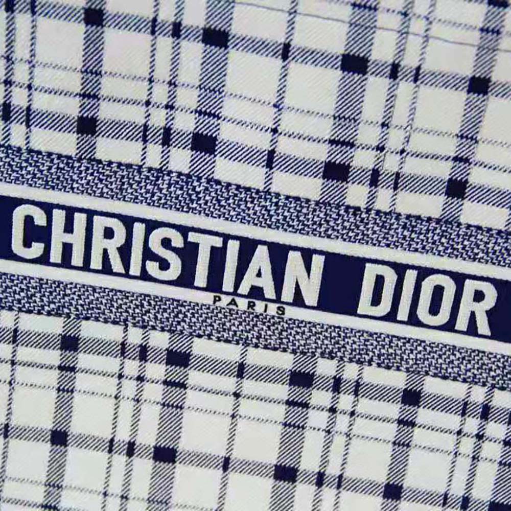 TÚI Dior Women Book Tote Blue Check’n’Dior Embroidery