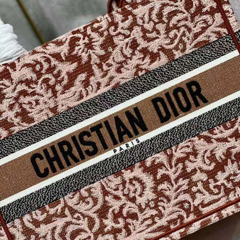 TÚI Christian Dior Book Tote Metallic Pink Dior Brocart Embroidery
