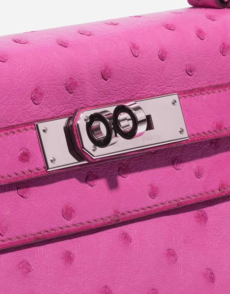 TÚI Hermès Kelly 28 Ostrich Fuchsia Silver Buckle khóa trắng da đà điểu