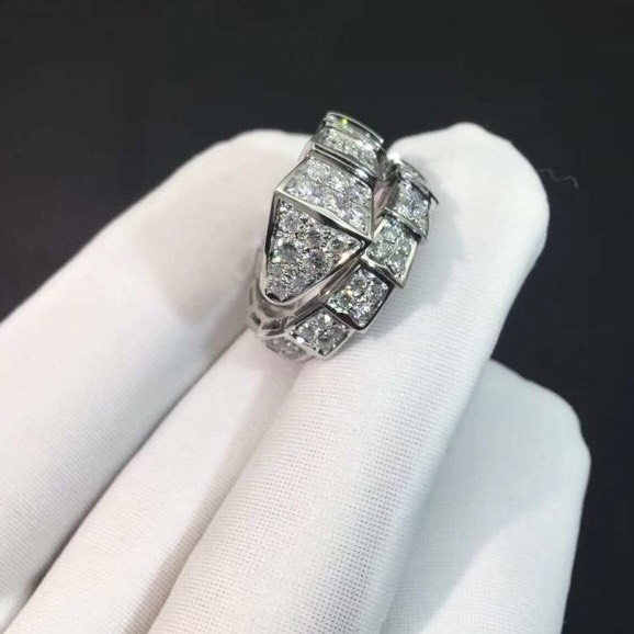 NHẪN BVLGARI SERPENTI RING WITH DIAMOND WHITE GOLD 18K