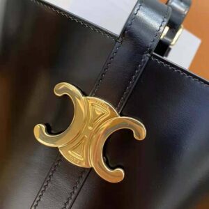 TÚI Celine Women Bucket Triomphe in Shiny Calfskin-Black