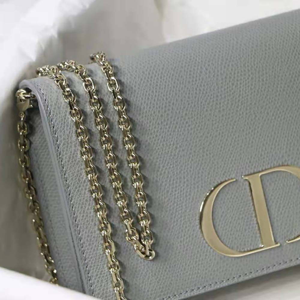 TÚI Dior Women 30 Montaigne Pouch Stone Grained Calfskin-Silver