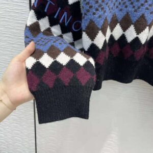 ÁO Dior Women Embroidered Sweater Navy Blue Cashmere Knit