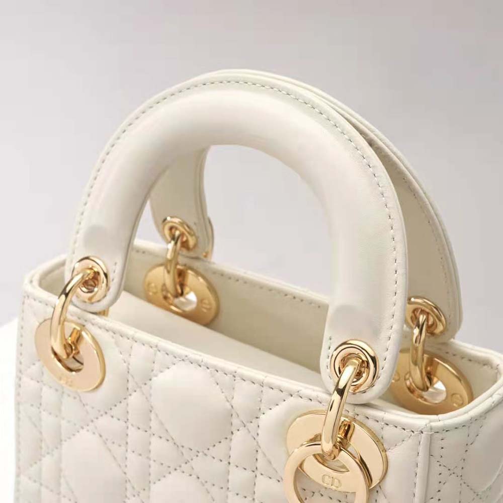 TÚI Christian Dior Mini Lady Dior Bag Latte Cannage Lambskin
