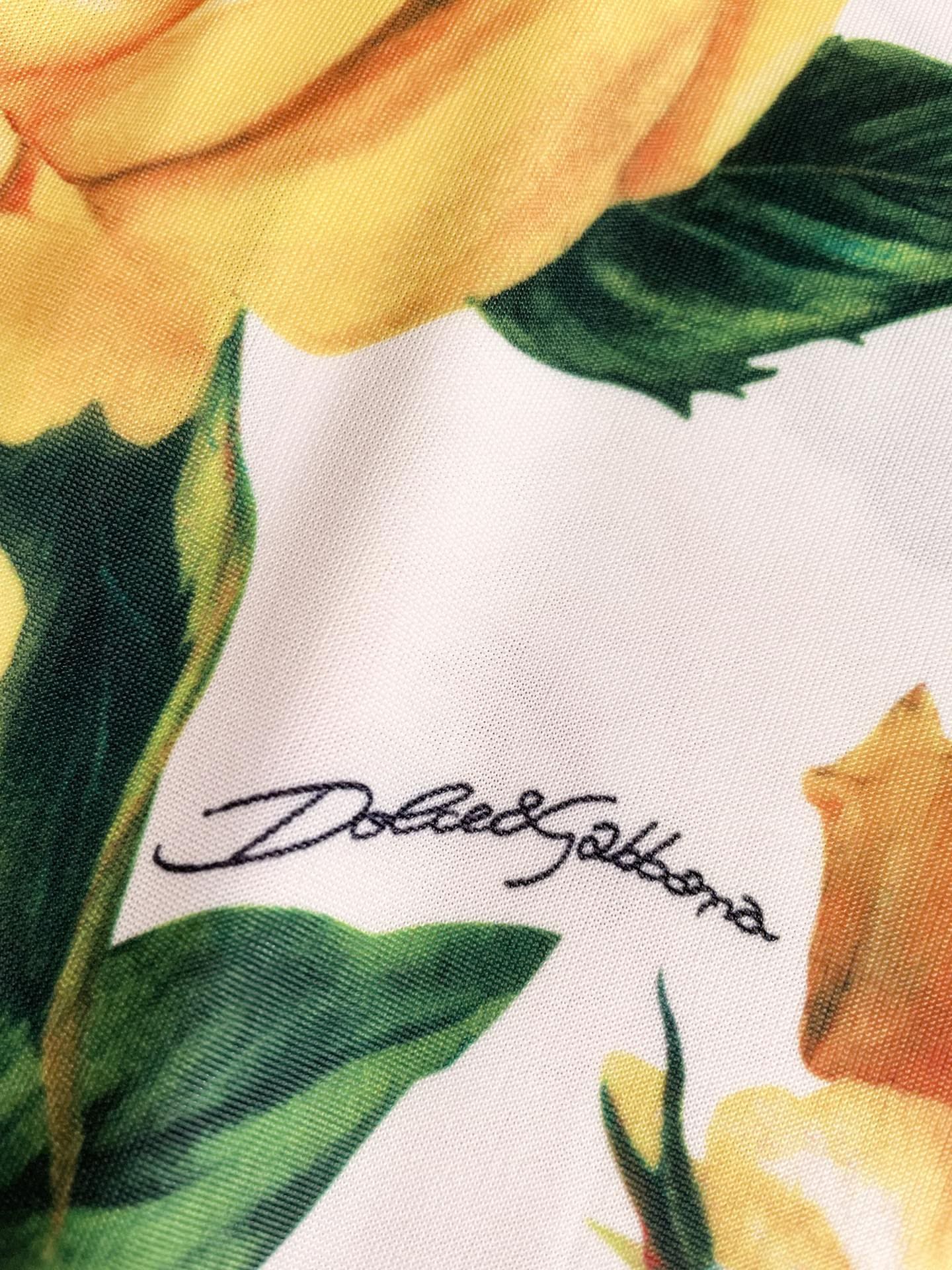 VÁY DOLCE & GABBANA V NECK GREEN YELLOW FLORAL PRINT DRESS High Classy