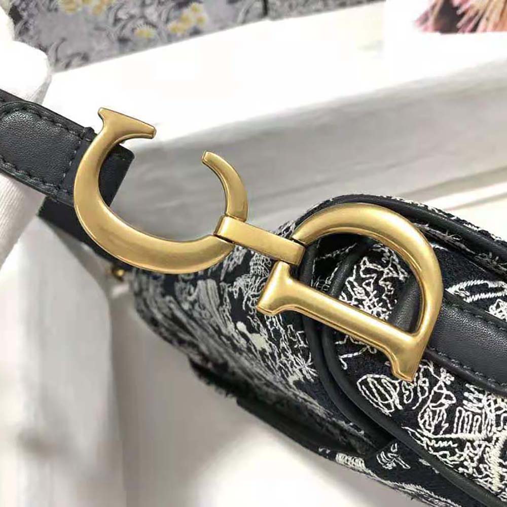 TÚI Dior Women Saddle Bag Toile DE Jouy Reverse Jacquard