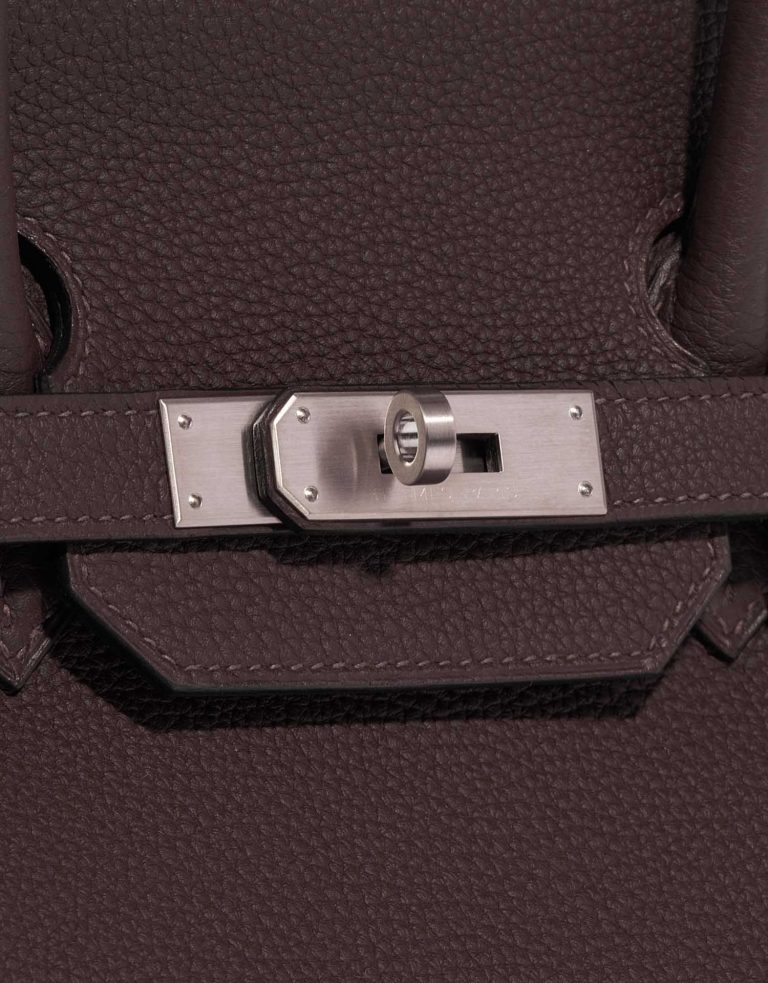TÚI Hermès Birkin 35 Togo Chocolat Orange Poppy Silver Buckle khóa trắng