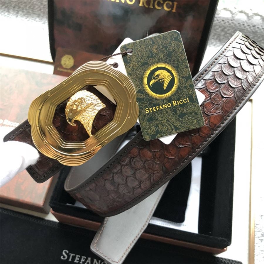 DÂY LƯNG STEFANO RICCI PYTHON LEATHER DA TRĂN Belt Khóa vàng