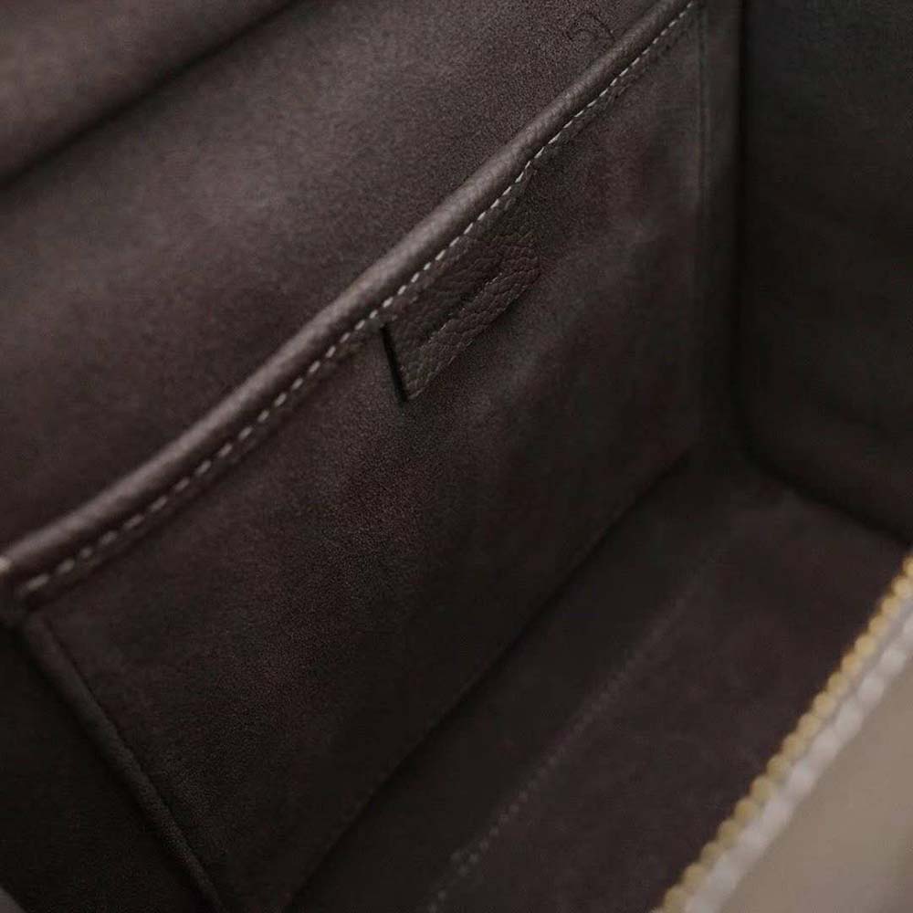 TÚI Celine Women Nano Luggage Bag in Drummed Calfskin-Brown