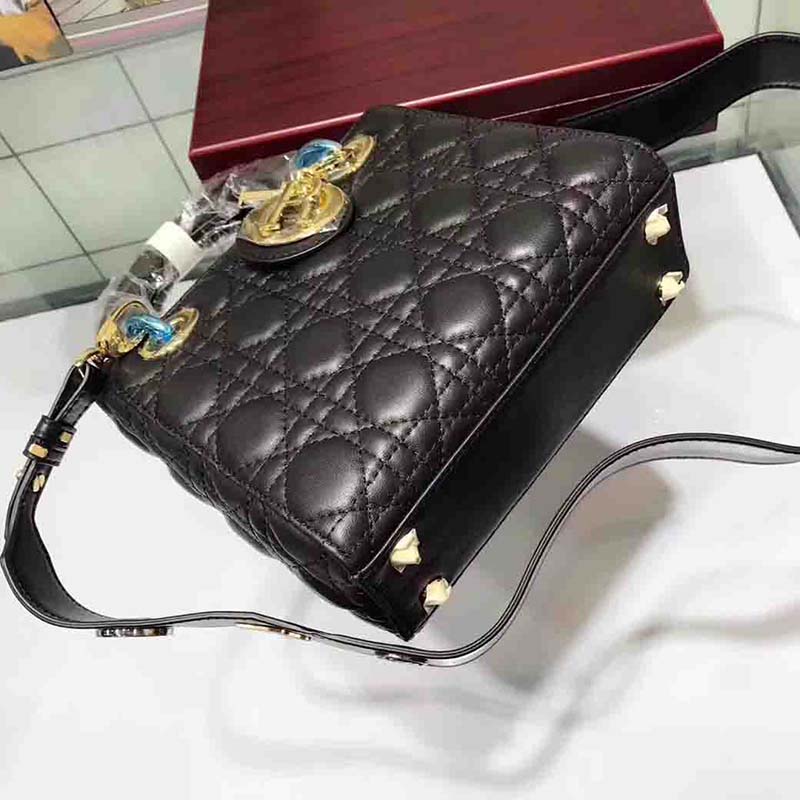 TÚI Dior My Lady Dior Bag in Cannage Lambskin-Black