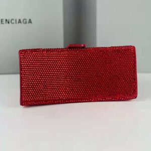 TÚI Balenciaga Women Hourglass XS Handbag with Rhinestones-Red