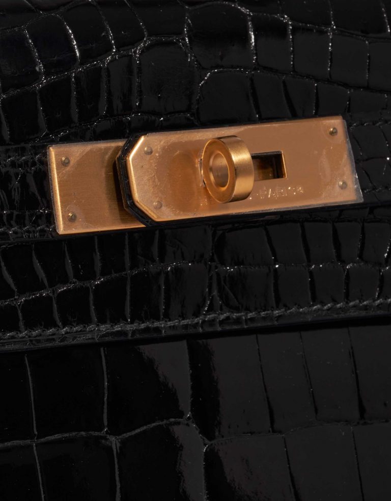 TÚI Hermès Kelly 28 Niloticus Crocodile Black Gold Buckle khóa vàng