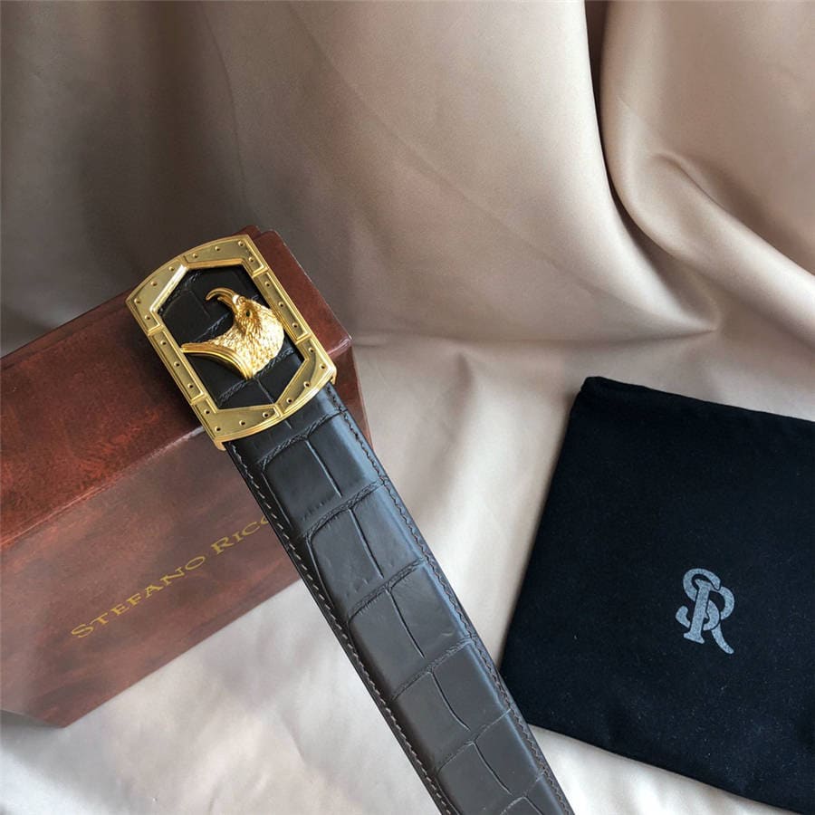 DÂY LƯNG STEFANO RICCI CROCODILE LEATHER DA CÁ SẤU Belt Khóa vàng