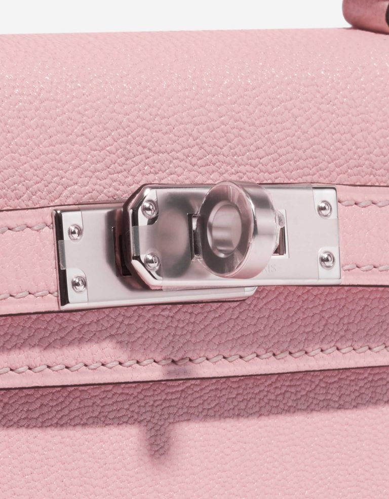 TÚI Hermès Kelly Mini Chèvre Mysore Rose Sakura Silver Buckle khóa trắng