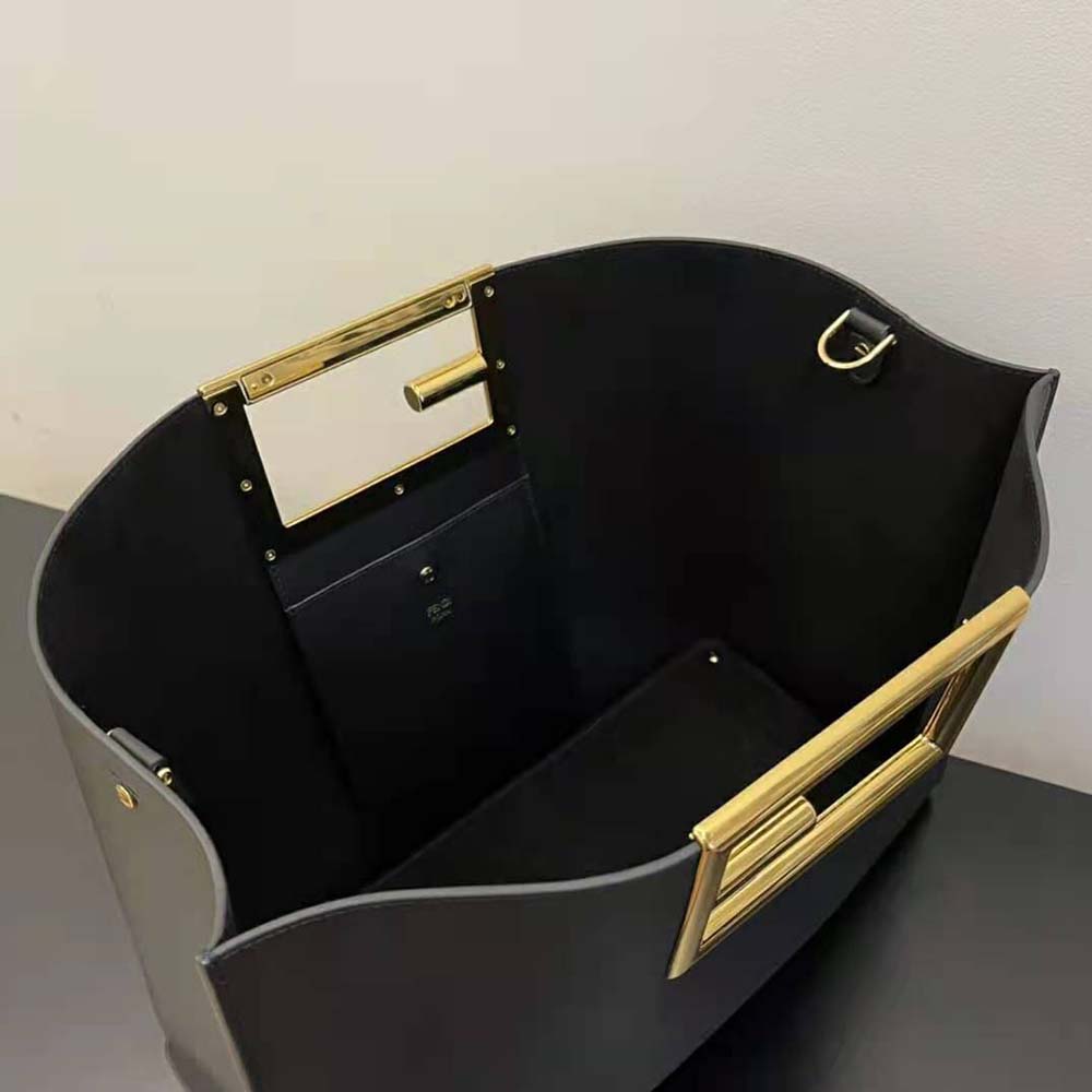TÚI Fendi Way Medium Made of Camellia-Colored Leather Bag-Black