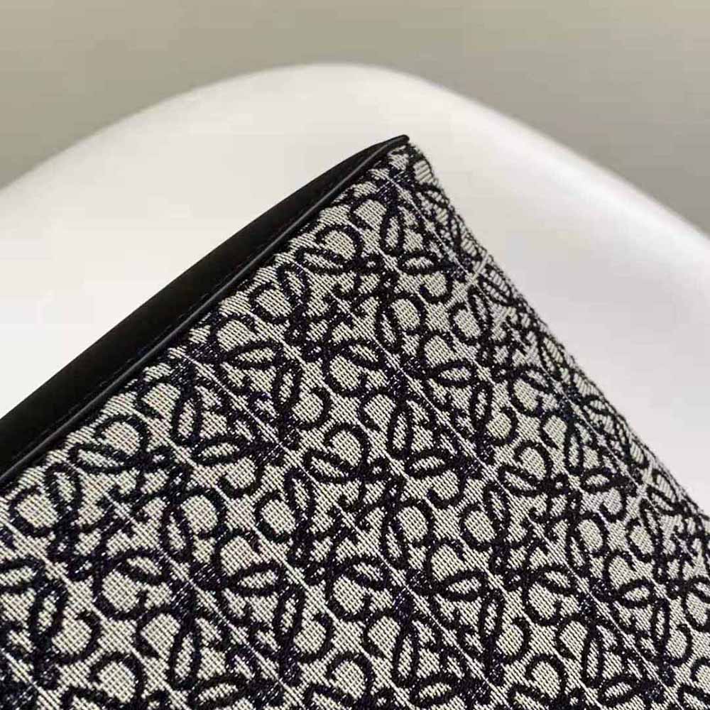 TÚI Loewe Square Tote Bag in Anagram Jacquard and Calfskin-Black