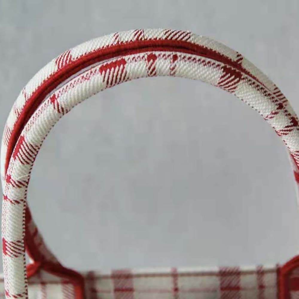 TÚI Dior Women Small Dior Book Tote Raspberry Check’n’Dior Embroidery