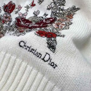 ÁO Dior Women Sweater White Cashmere with Multicolor Butterfly Motif