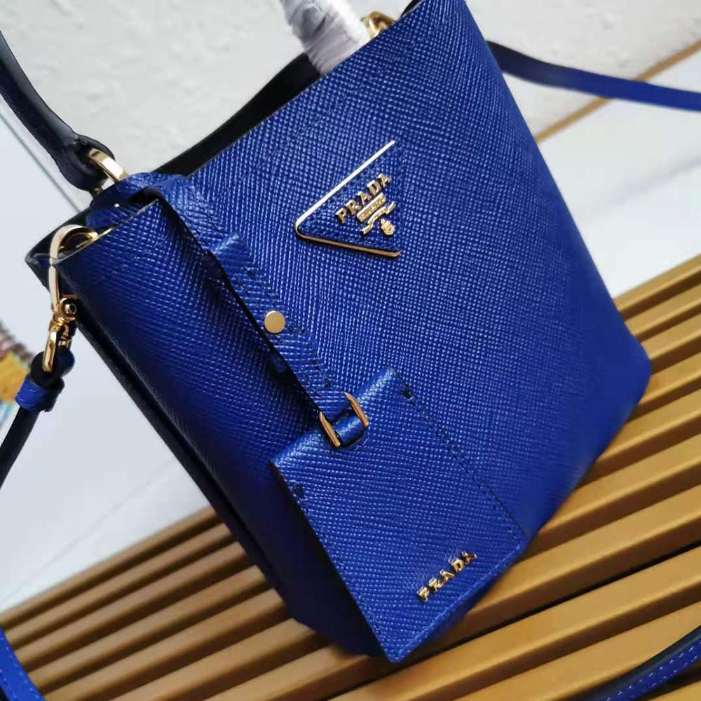 TÚI Prada Saffiano Leather Prada Panier Bag-Navy
