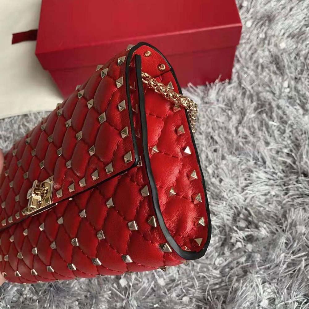 TÚI Valentino Rockstud Spike Nappa Leather crossbody Clutch Bag-Red