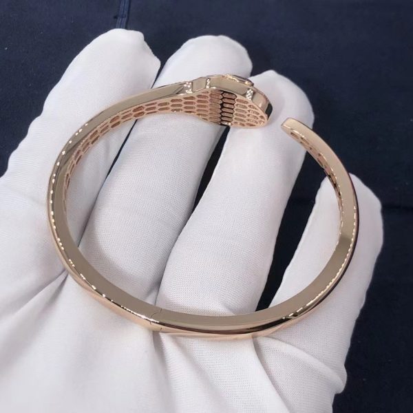 Vòng tay BVLGARI Serpenti đá Sapphire Malachite & kim cương Pave vàng hồng18K