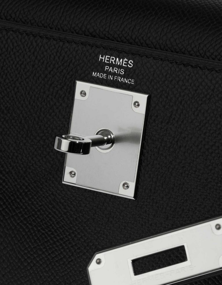 TÚI Hermès Kelly 28 Epsom Black Silver Buckle khóa trắng Epsom
