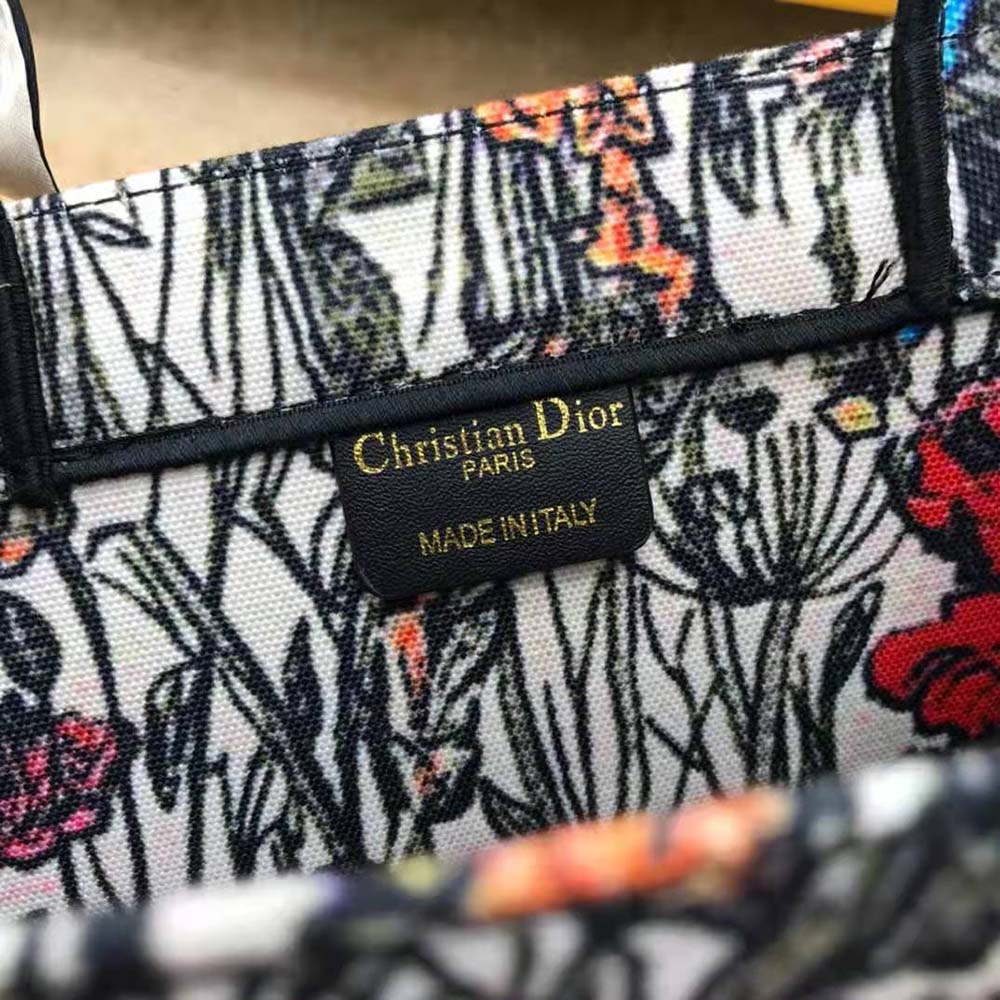 TÚI Dior Women Small Dior Book Tote Multicolor Mille Fleurs Embroidery