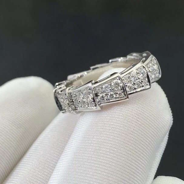 NHẪN BVLGARI SERPENTI VIPER RING WITH FULL DIAMOND WHITE GOLD 18K