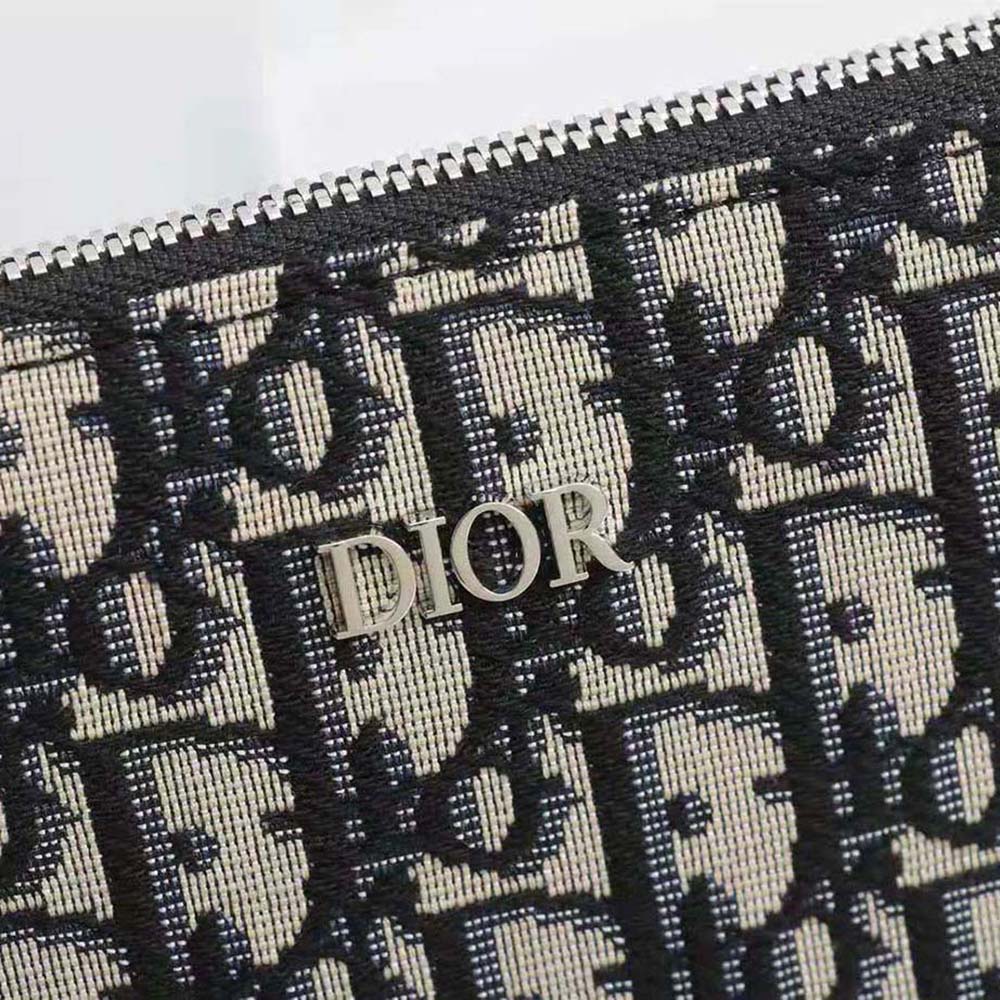 TÚI Dior Pouch Beige and Black Dior Oblique Jacquard
