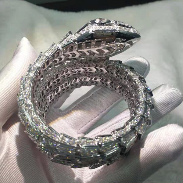 Vòng tay BVLGARI Serpenti Full Pave vàng trắng 18K