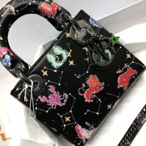 TÚI Dior Women Mini Lady Dior Bag Latte Multicolor Dior Pixel Zodiac Printed Calfskin