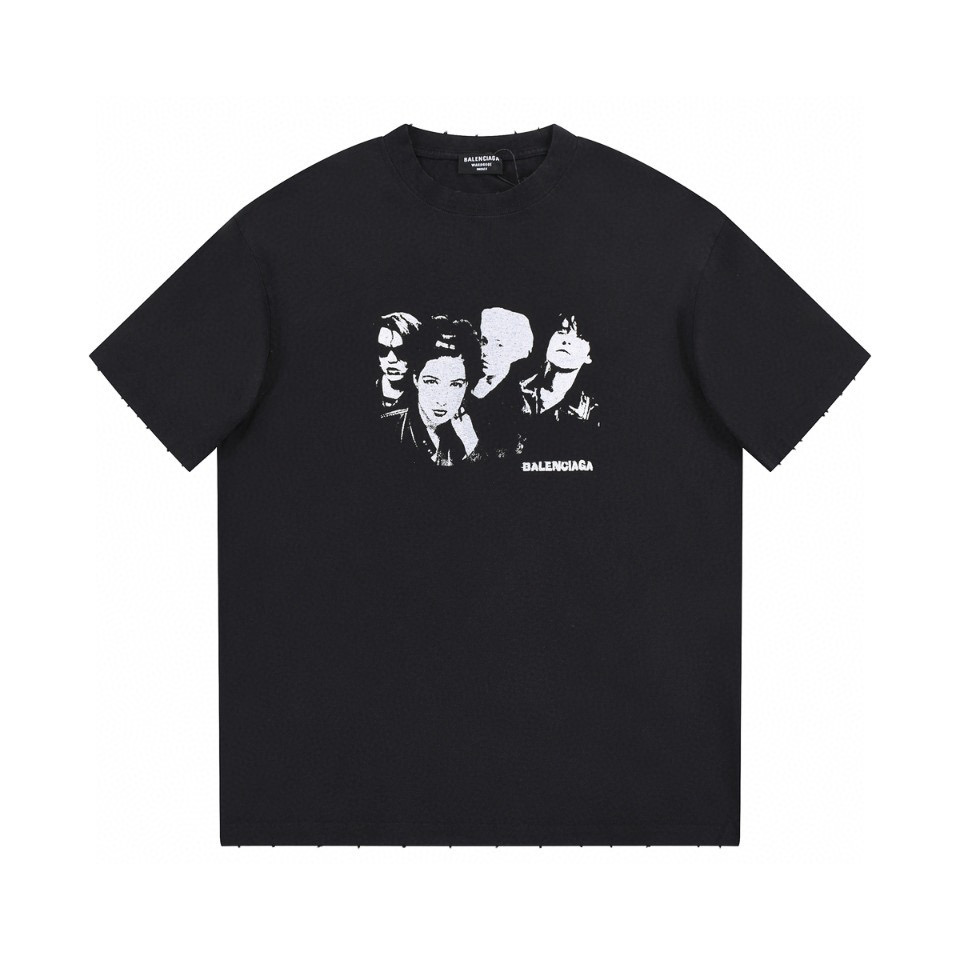 ÁO BALENCIAGA print cotton jersey T-shirt